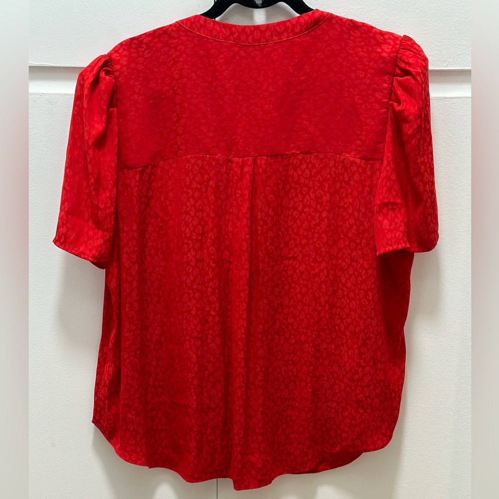 1 State | Red Leopard Puffy Sleeve Blouse - Picture 3 of 4